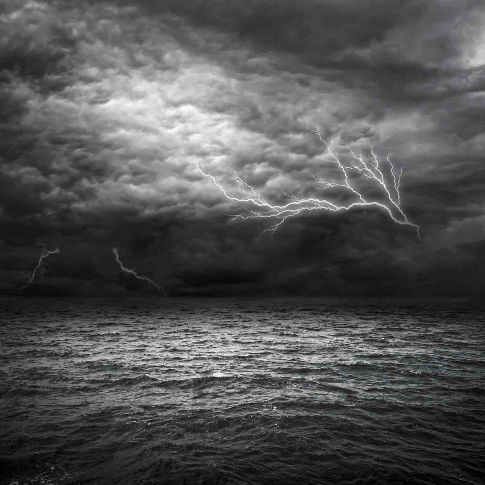 Dramatic Stormy Sea Lightning Wall Art