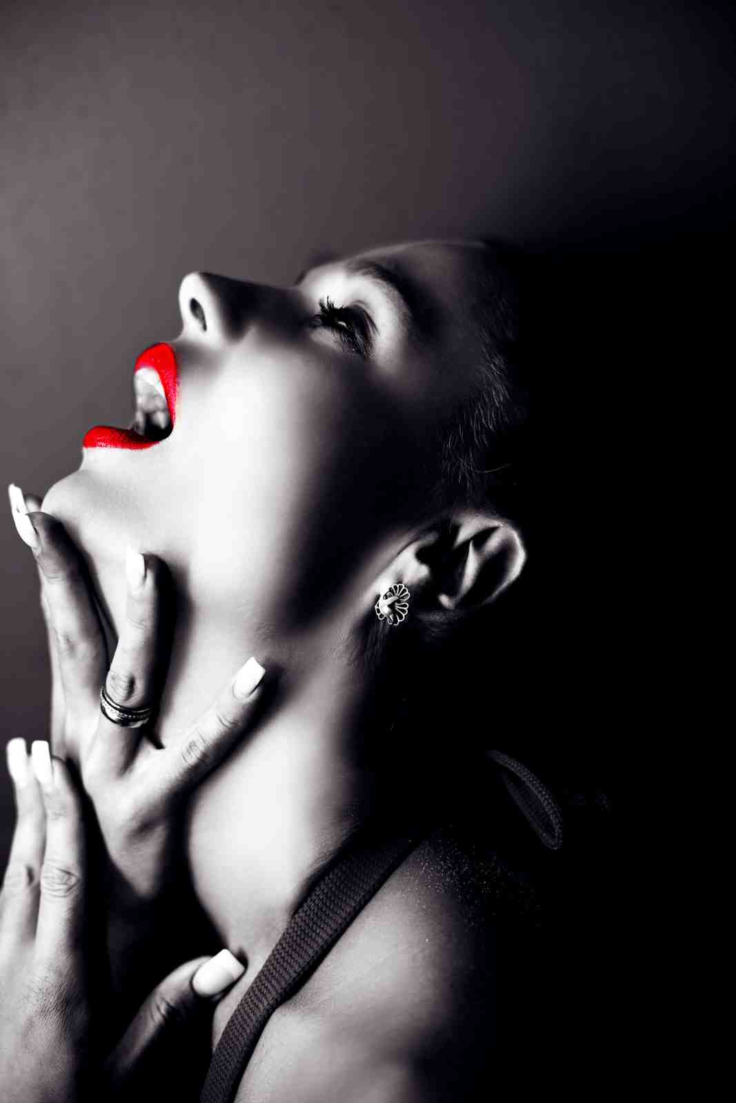 Dramatic Red Lips Woman Portrait Wall Art