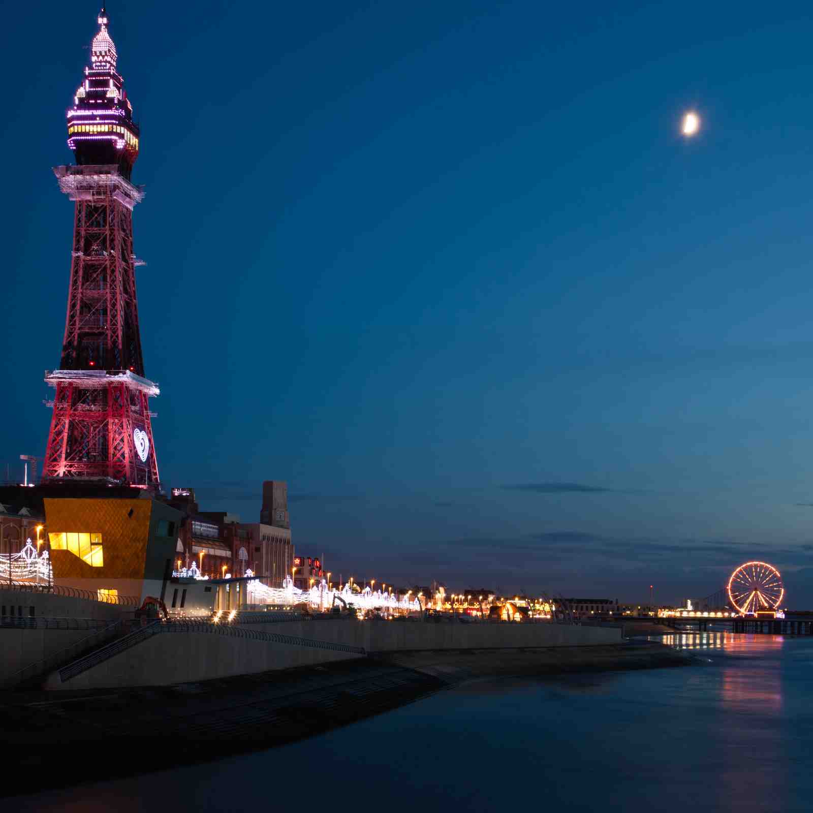 Blackpool Tower & Ferris Wheel at Dusk Wall Art