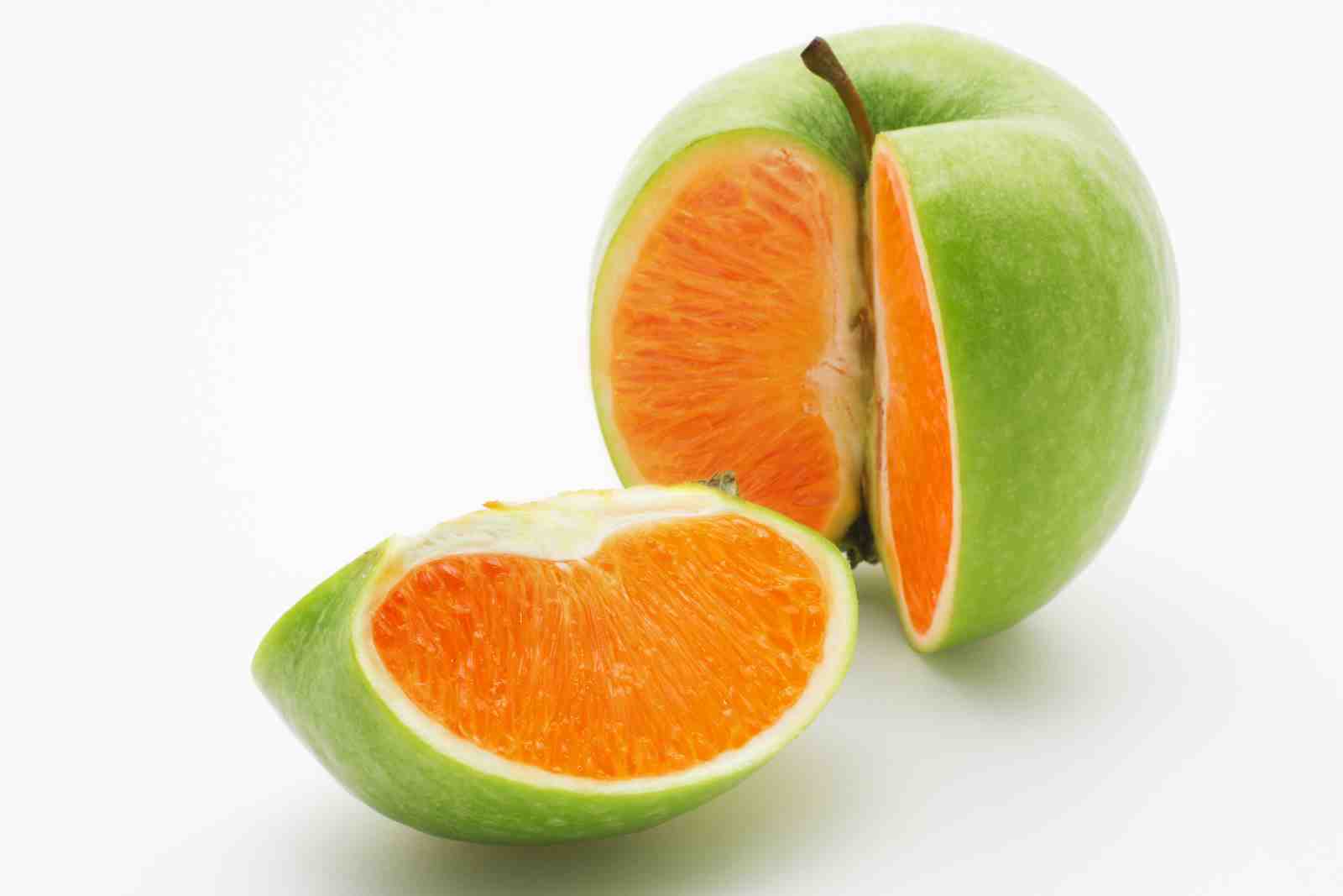 Surreal Fruit Fusion Green Apple Orange Slice Wall Art