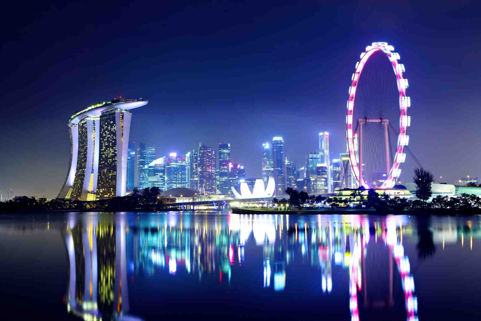 Vibrant Singapore Skyline & Ferris Wheel Wall Art
