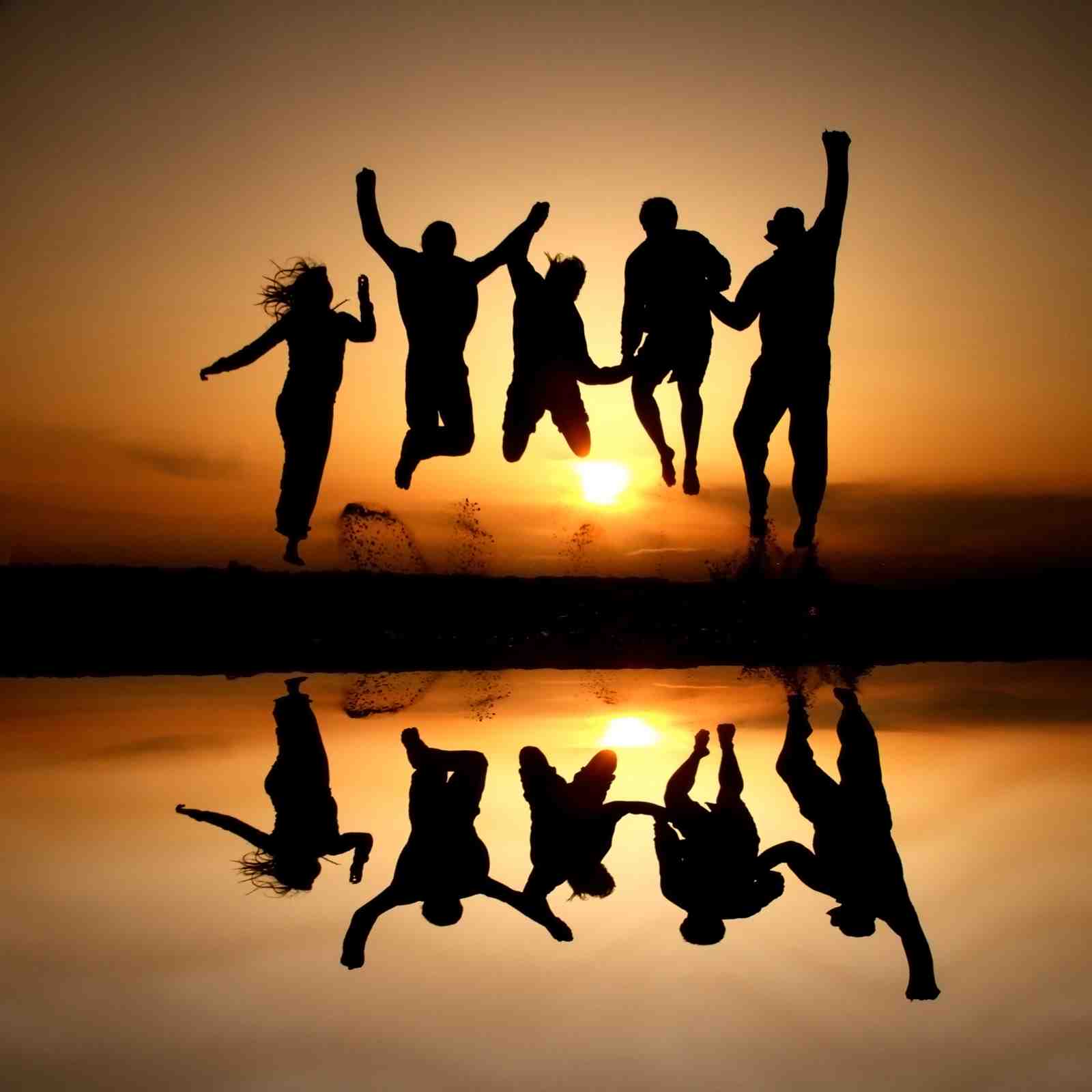 Joyful Friends Sunset Silhouette Wall Art