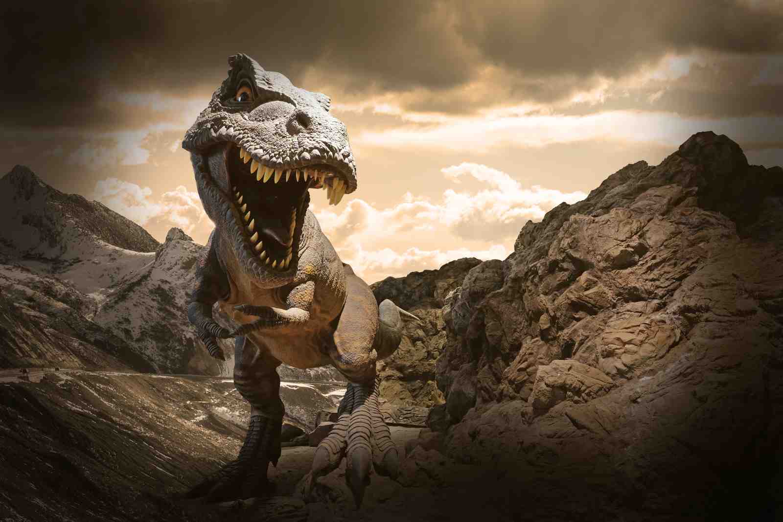 Majestic T-Rex Roaring Mountain Wall Art