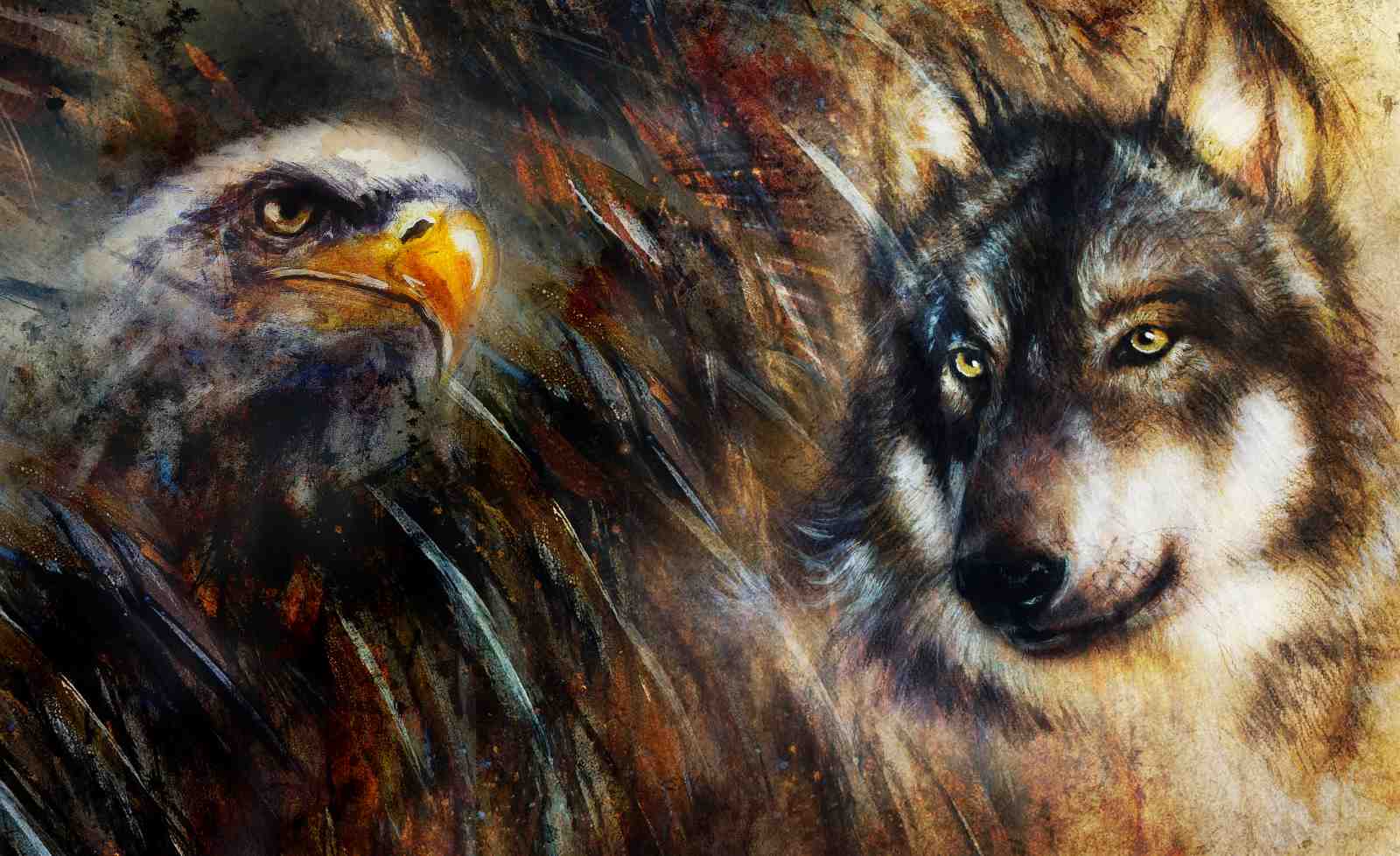 Majestic Wolf & Eagle Spirit Wall Art