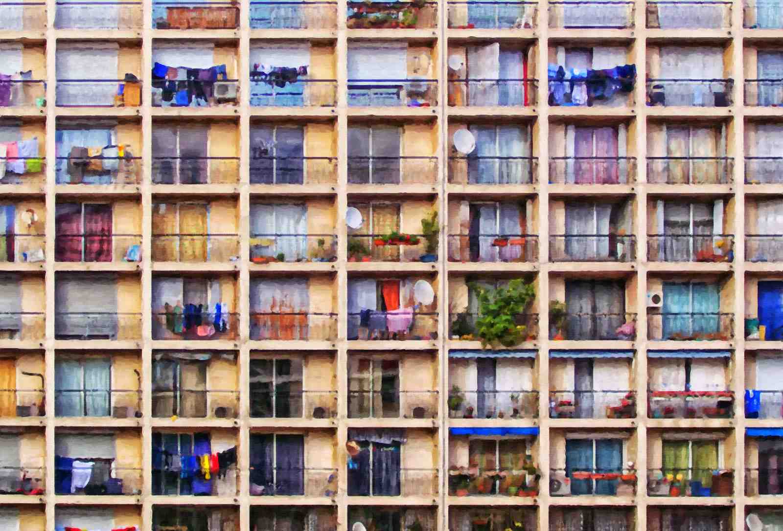Urban Balconies Impressionist Wall Art