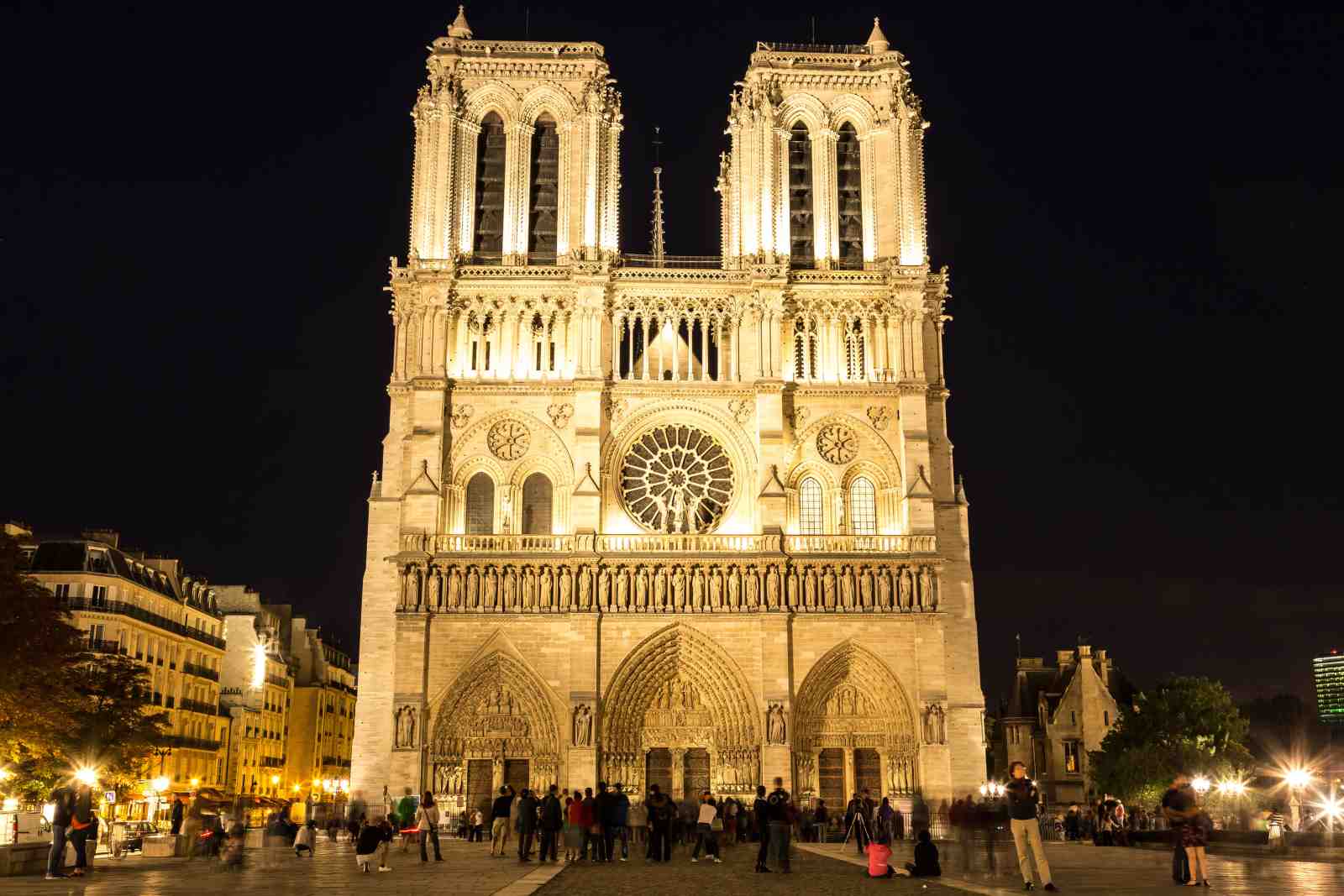 Notre Dame Cathedral Paris Night Wall Art