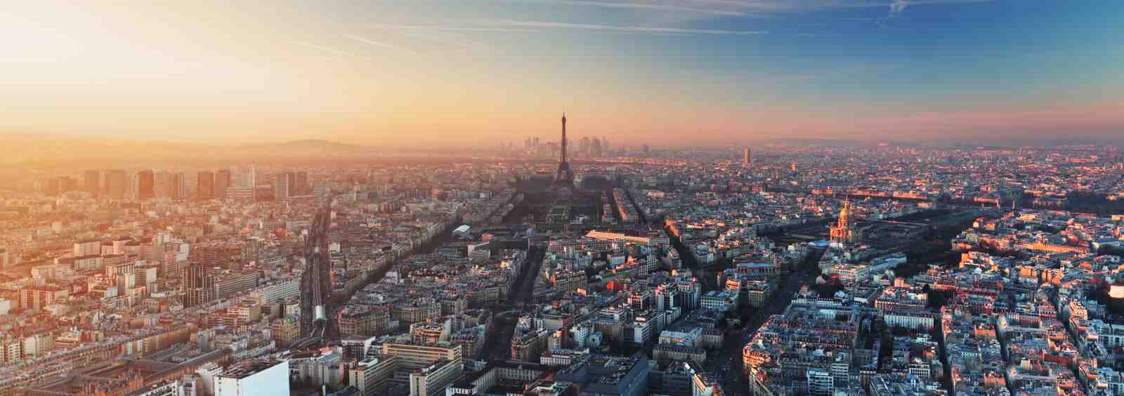 Parisian Sunset Eiffel Tower Panorama Wall Art