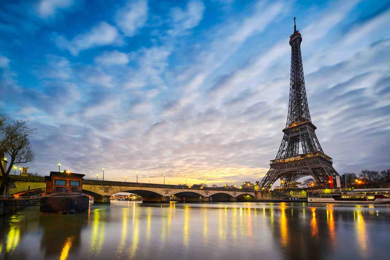 Paris Eiffel Tower Seine River Sunset Wall Art