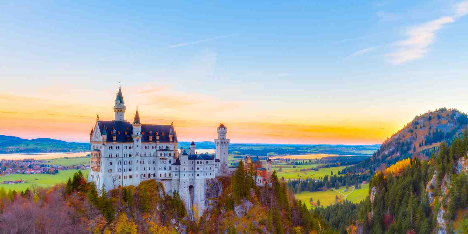 Enchanting Castle Sunset Bavarian Alps Wall Art