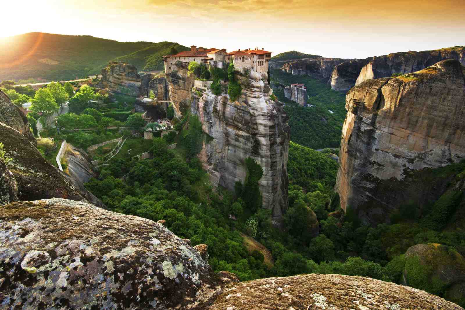 Meteora Monasteries Sunset Wall Art Wall Art