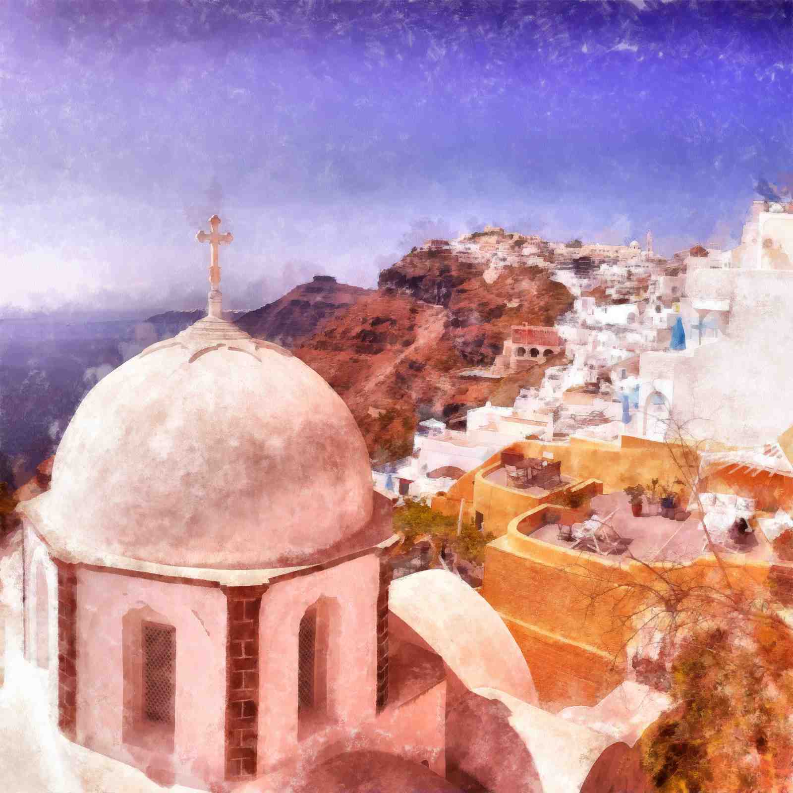 Santorini Village Wall Art | Aegean Paradise Art