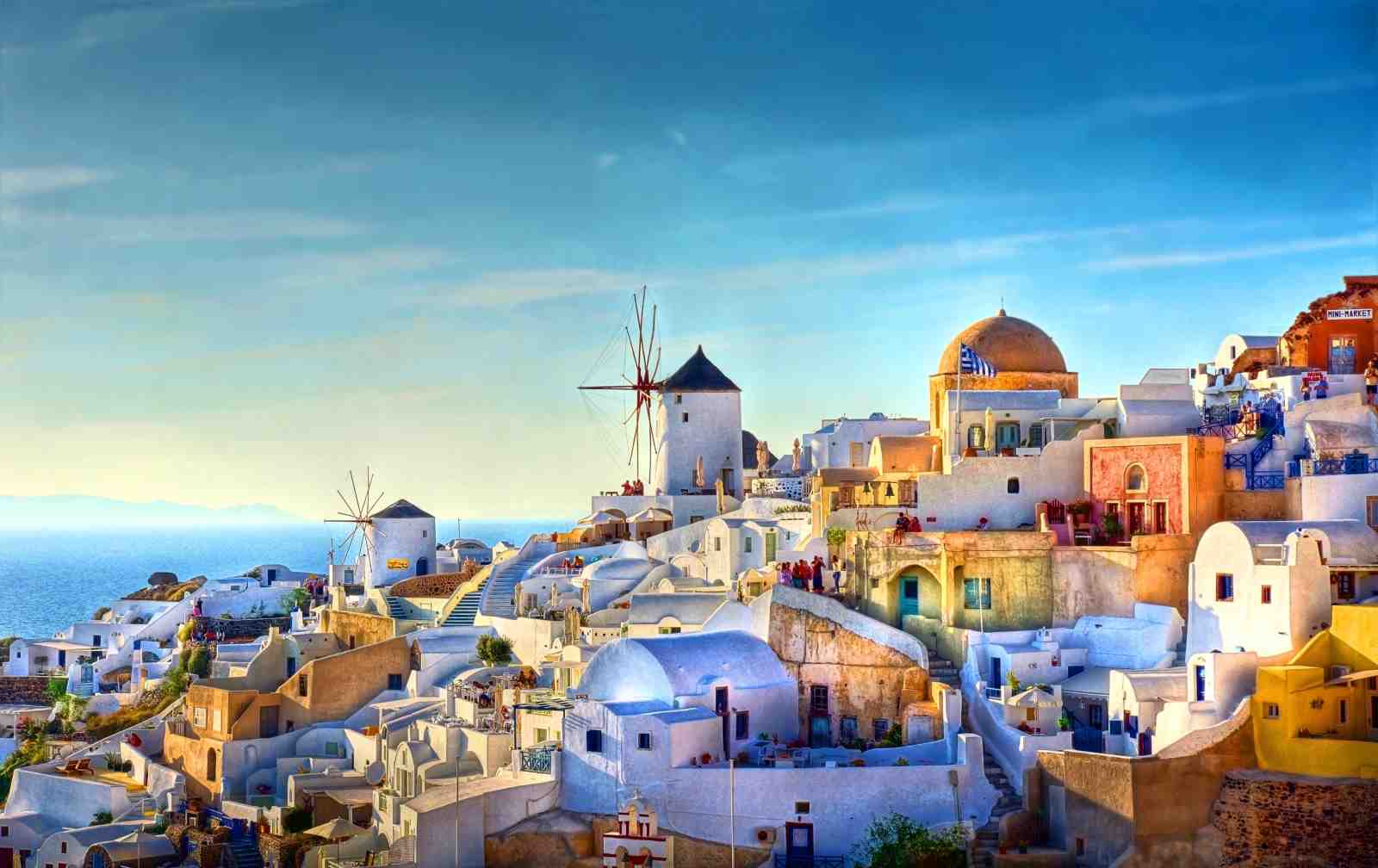 Santorini Village Landscape Wall Art