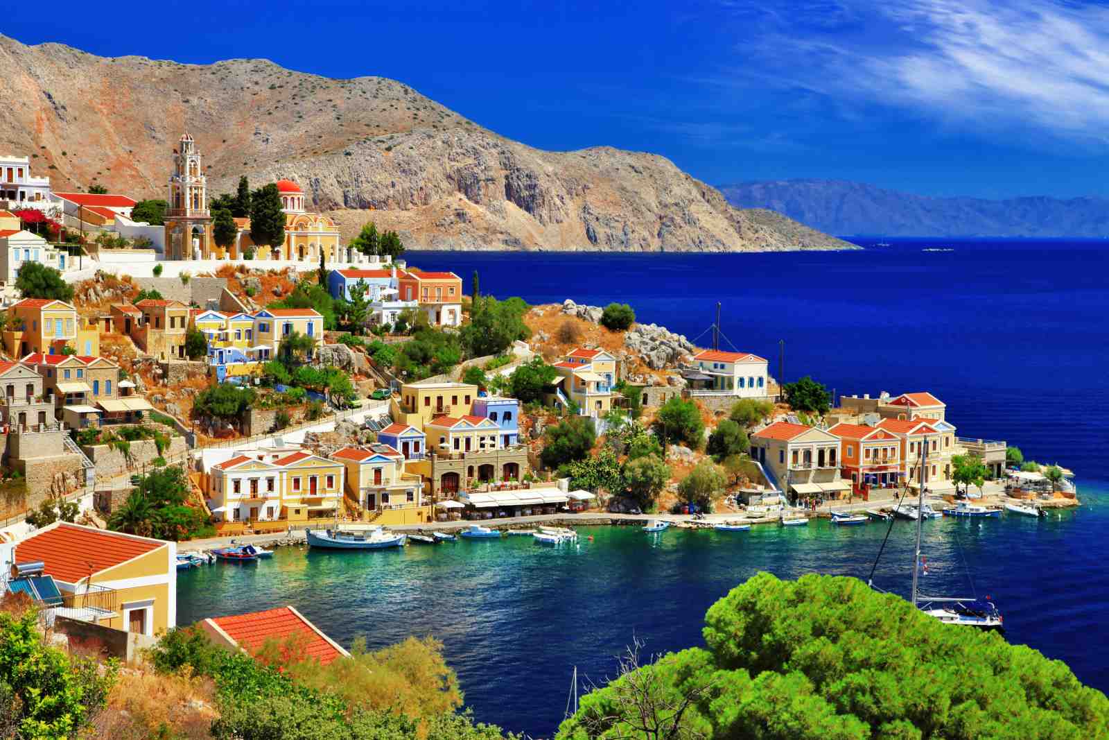 Greece Island Village Landscape Wall Art