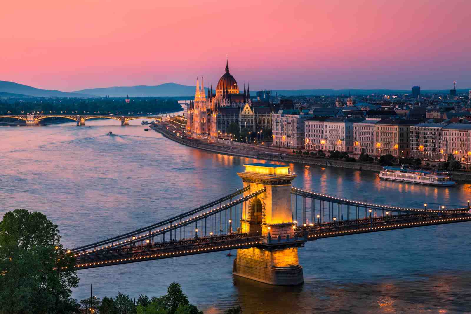 Budapest Chain Bridge Cityscape Wall Art