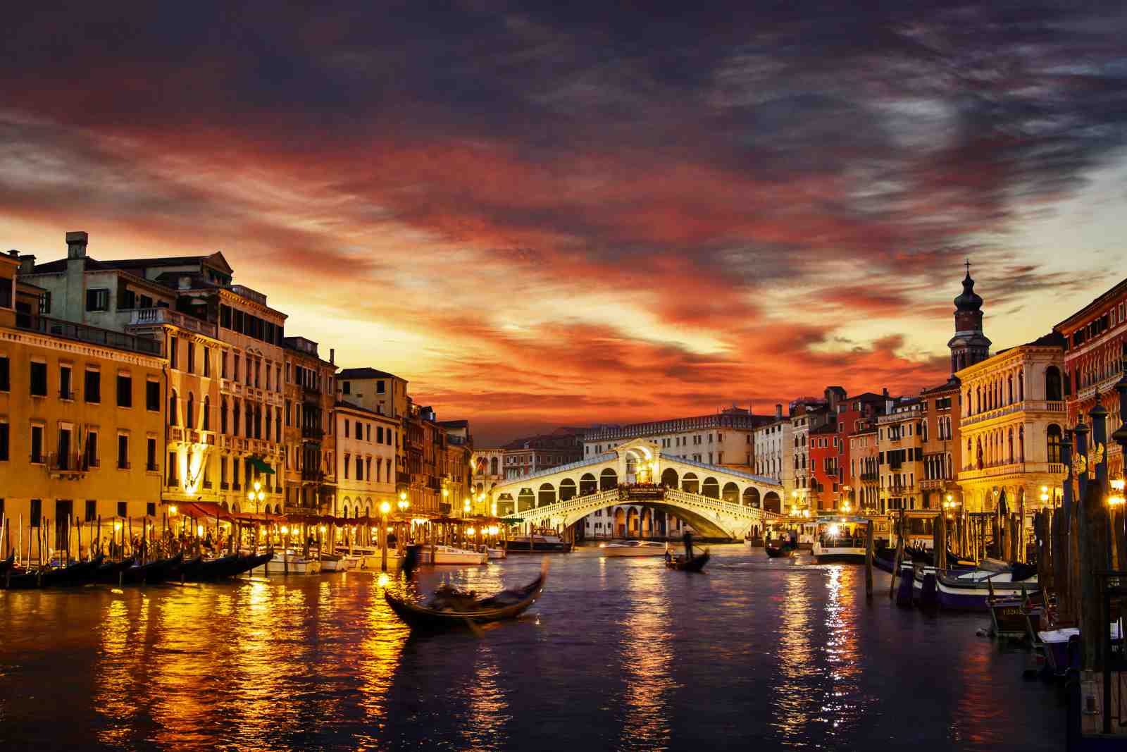 Venice Rialto Bridge Sunset Wall Art