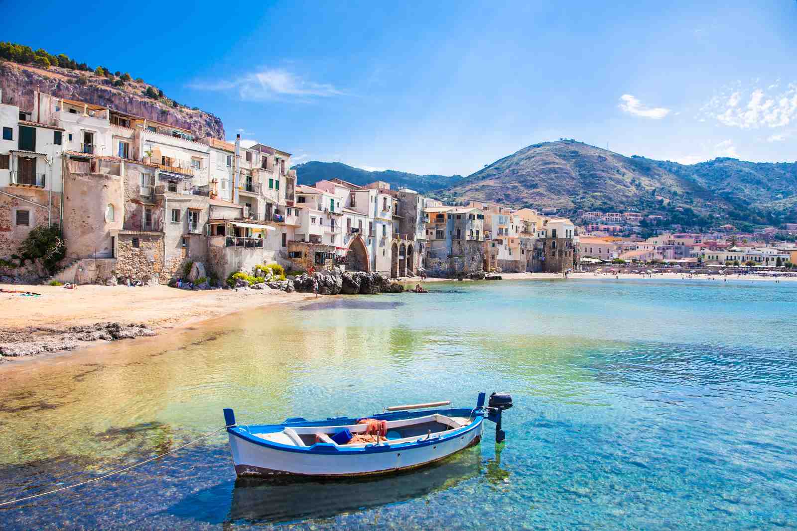 Serene Italian Coastal Town Beach Boat Wall Art