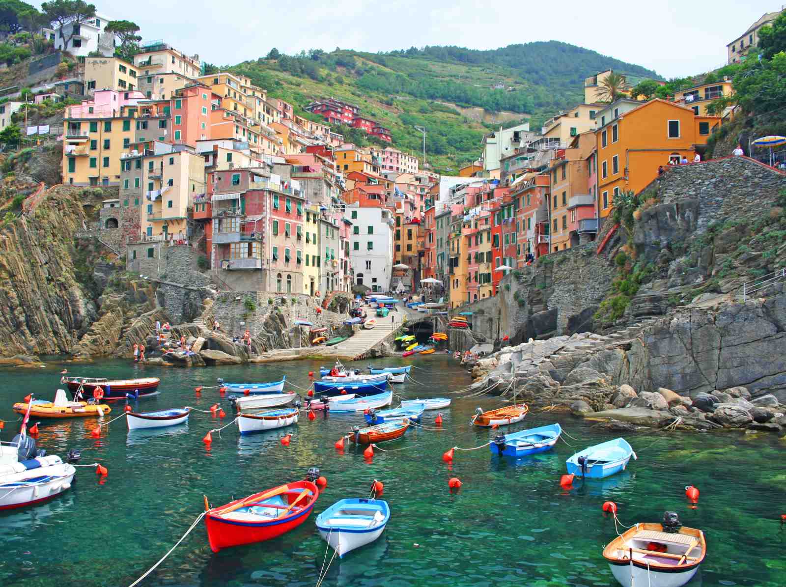 Cinque Terre Coastal Village Boat Scene Wall Art