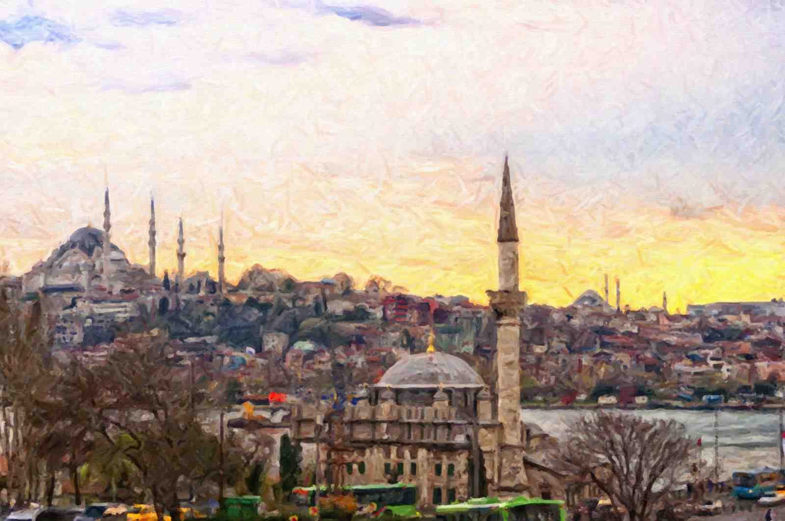 Istanbul Skyline Oil Painting Wall Art