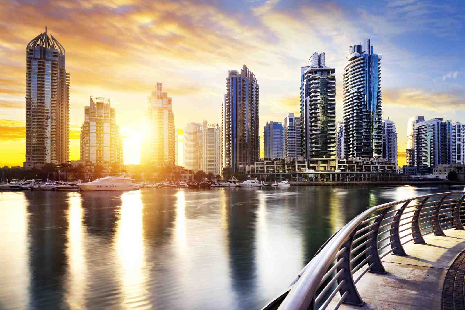 Dubai Marina Sunset Skyline Wall Art