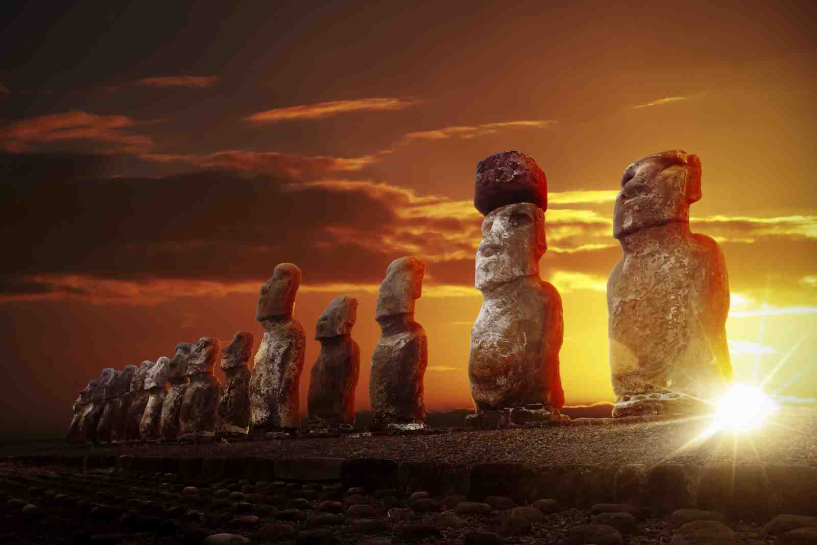 Majestic Moai Sunset Easter Island Wall Art