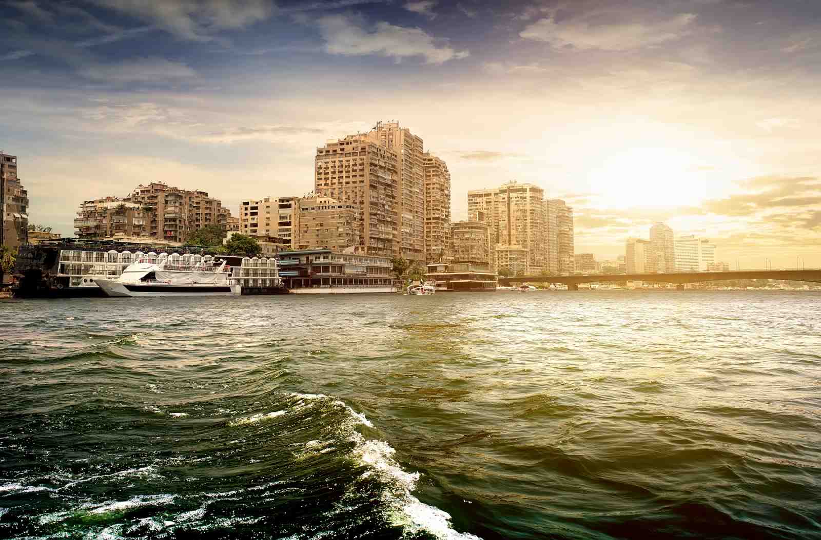 Nile River Cityscape Sunset Wall Art