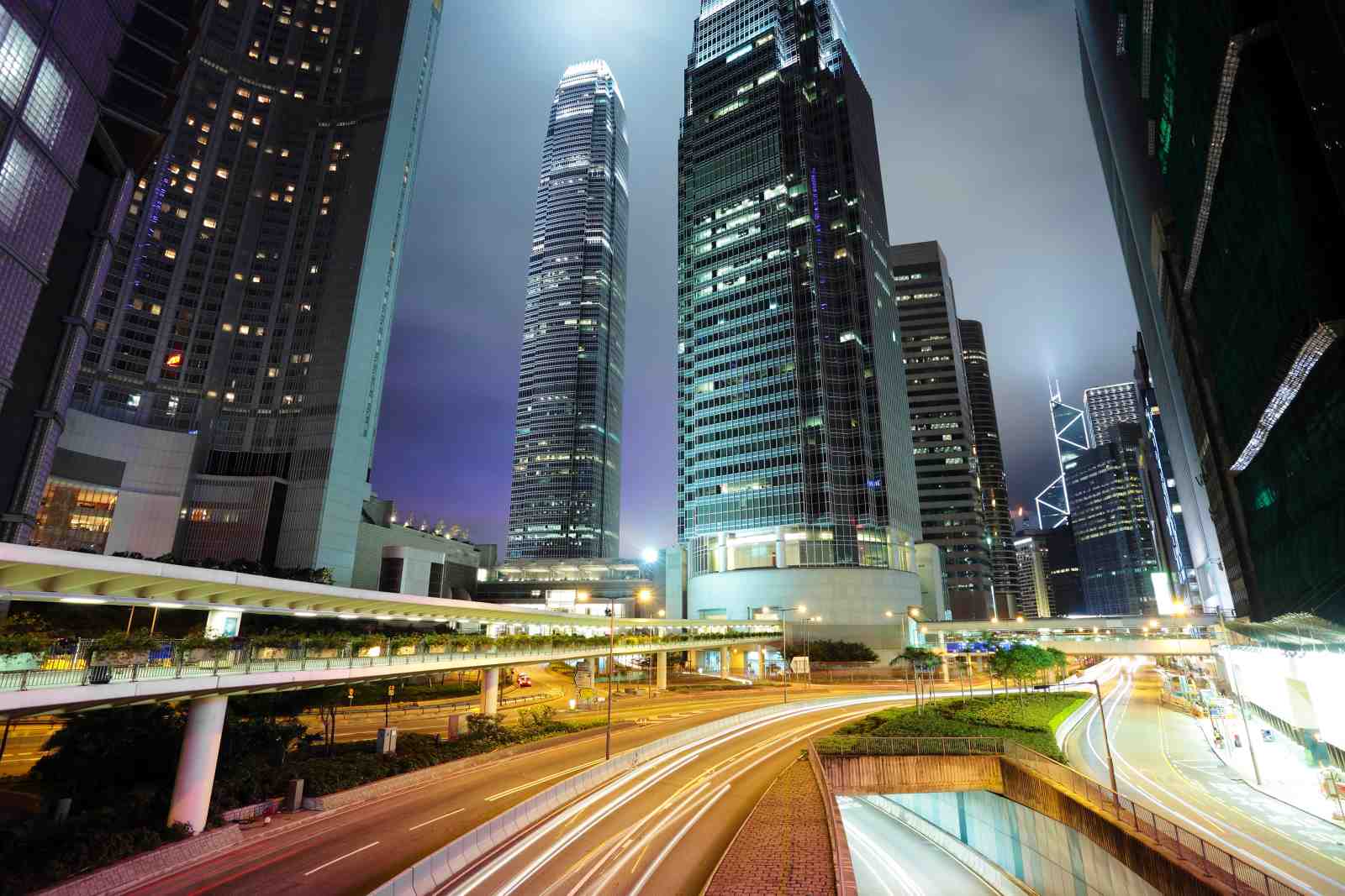 Modern Cityscape Night Traffic Wall Art