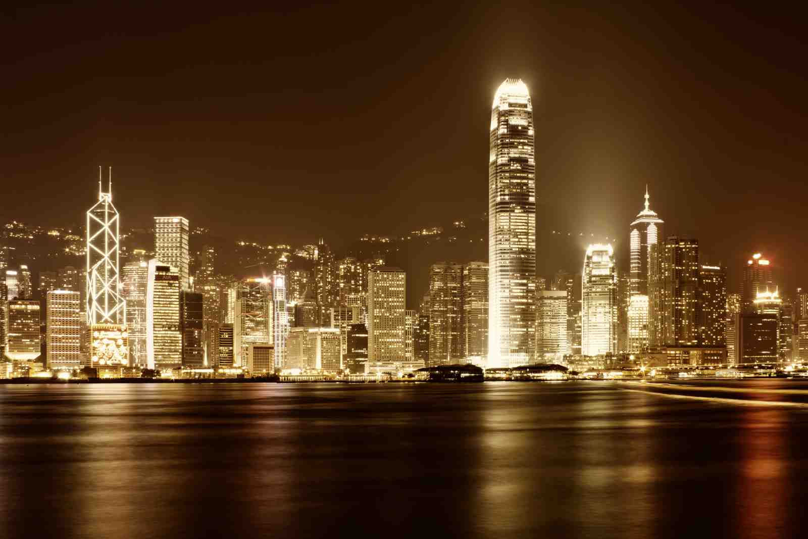Hong Kong Skyline Night Cityscape Wall Art