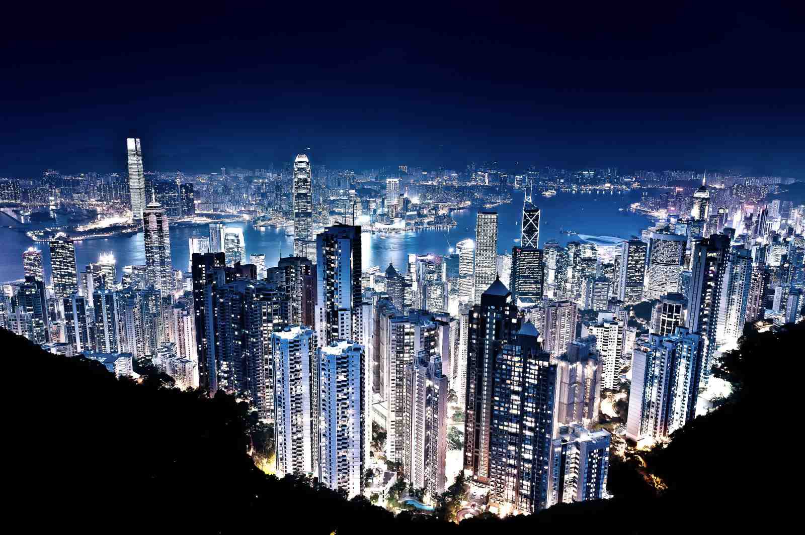 Hong Kong Skyline Night View Wall Art