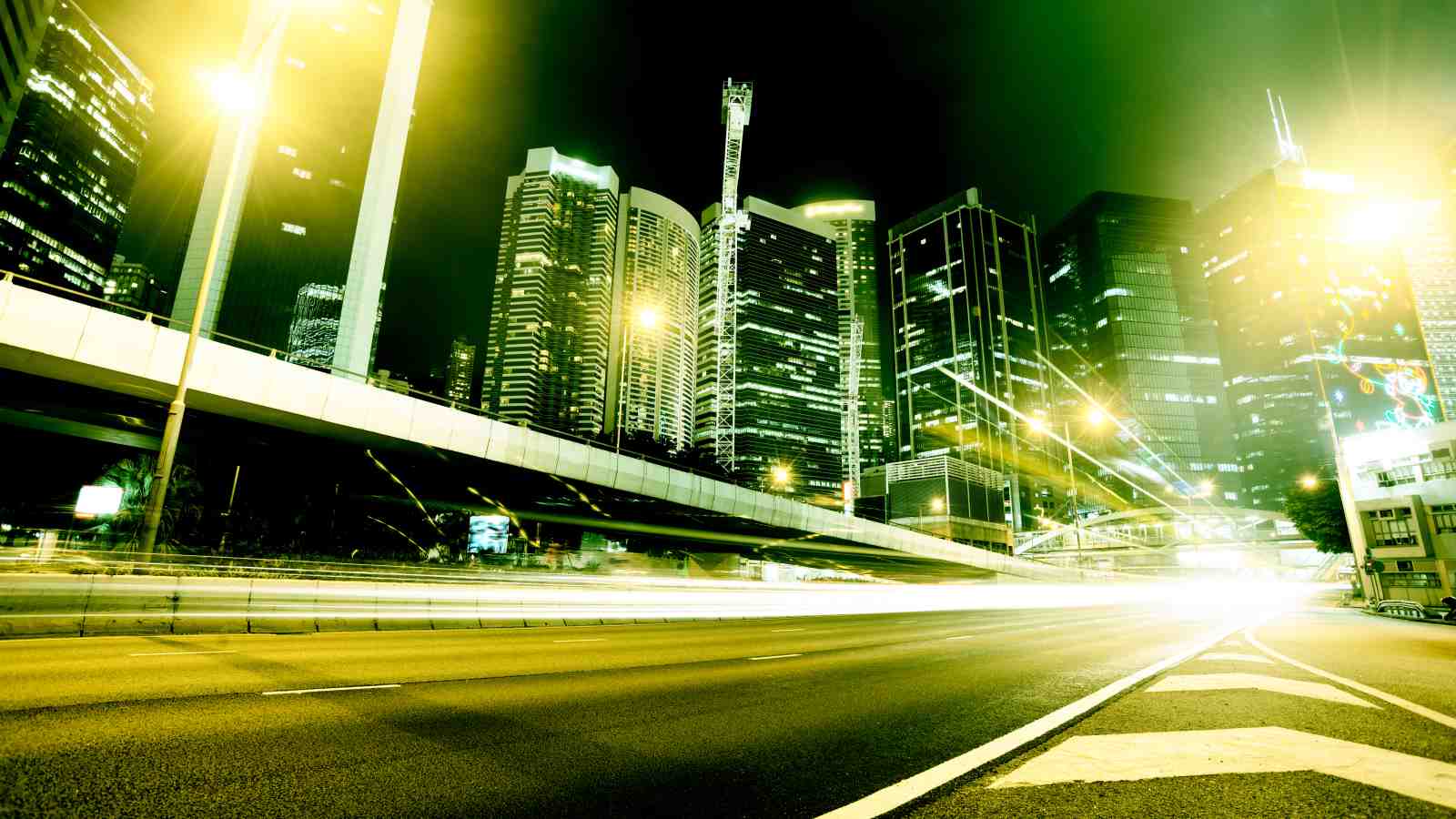 Vibrant Cityscape Night Drive Wall Art