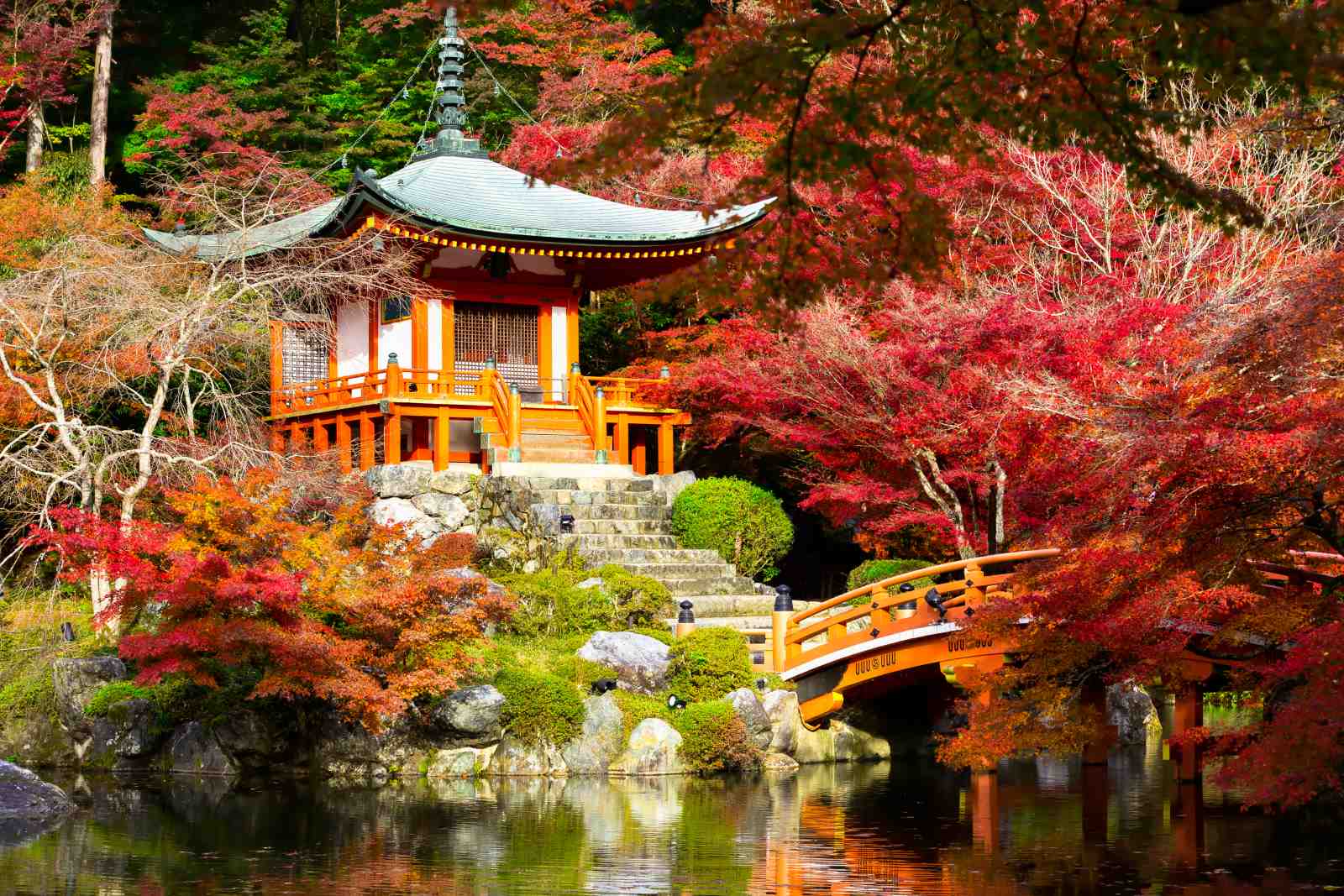 Serene Japanese Pagoda Autumn Wall Art