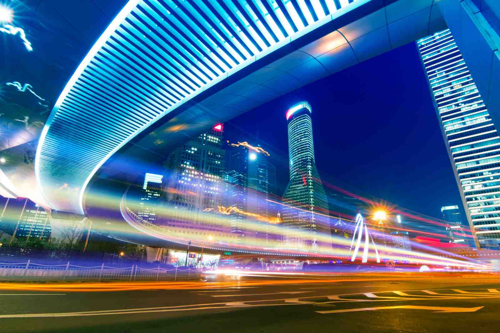 Modern City Lights Blur Wall Art