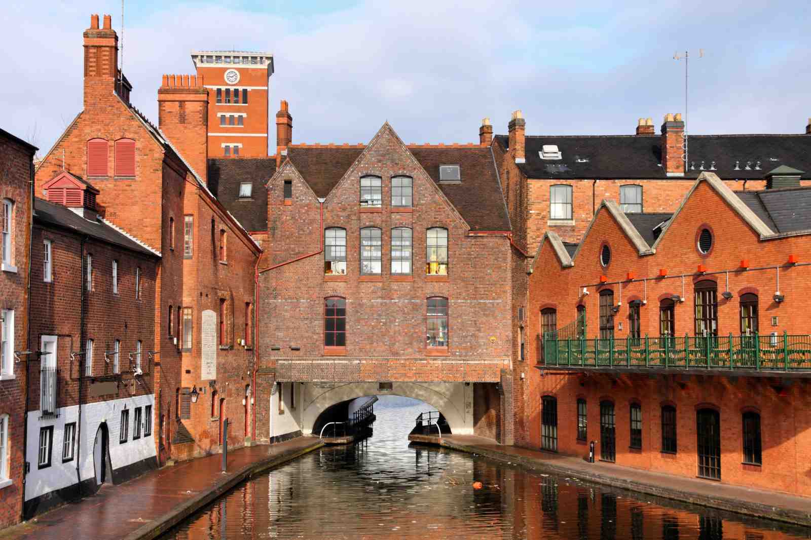 Urban Canal View Brick Building Wall Art