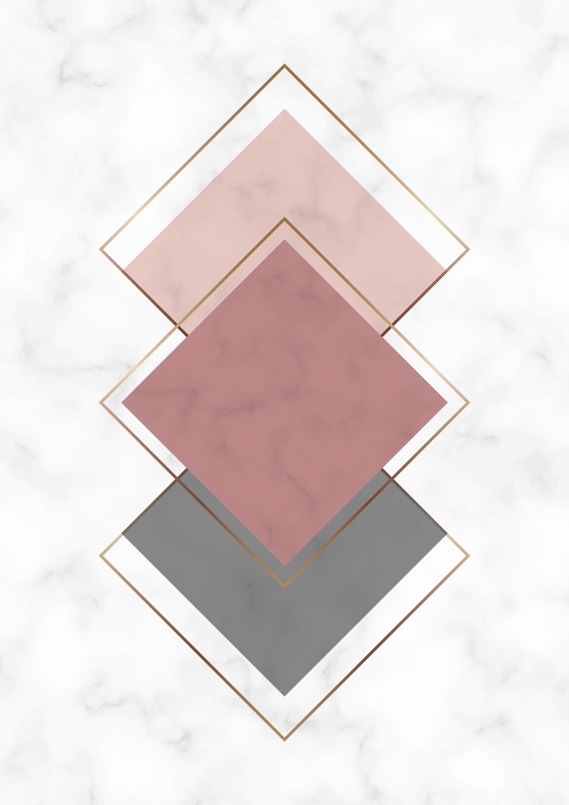 Geometric Blush & Gray Marble Wall Art