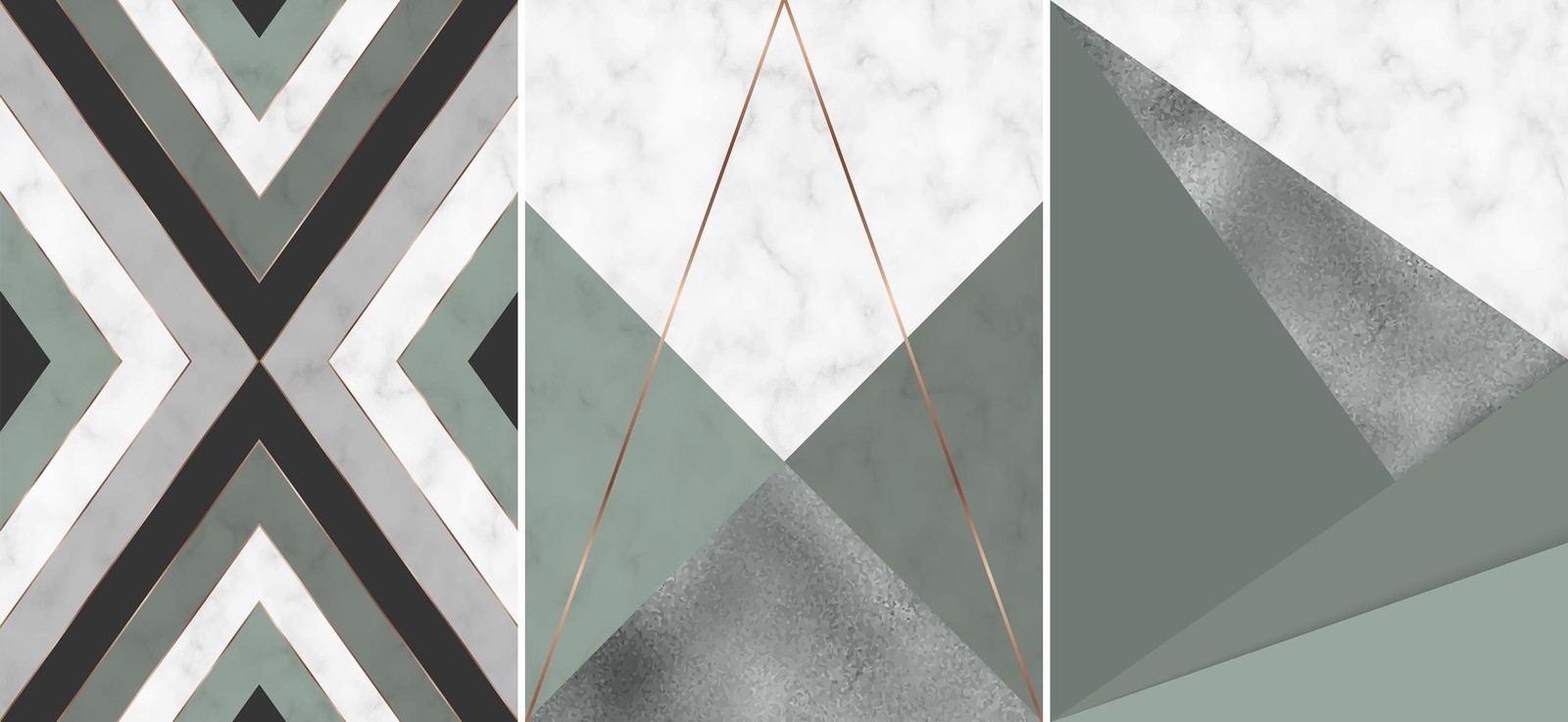 Geometric Sage Green Marble Gold Wall Art