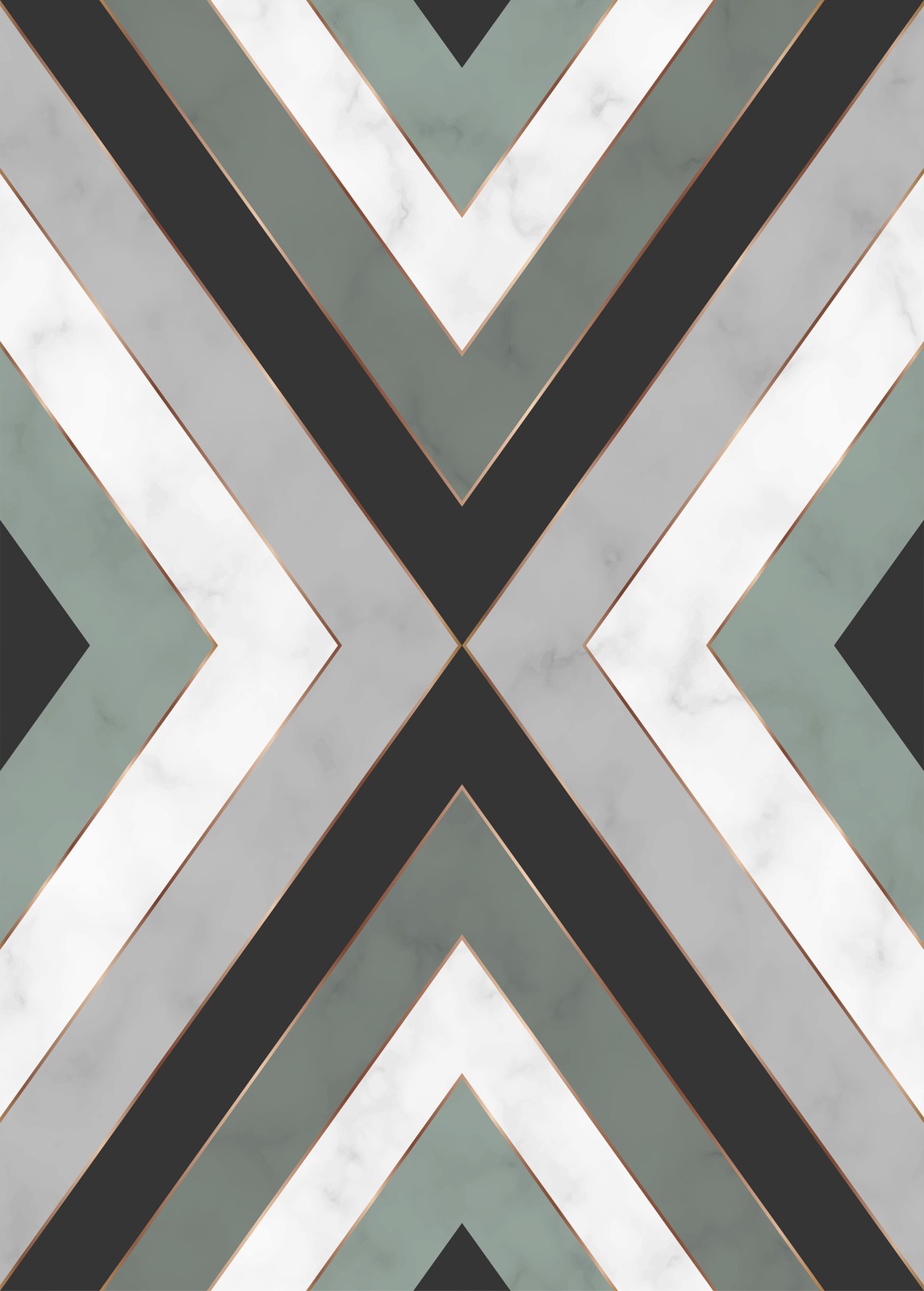 Geometric Marble Chevron Gold Wall Art