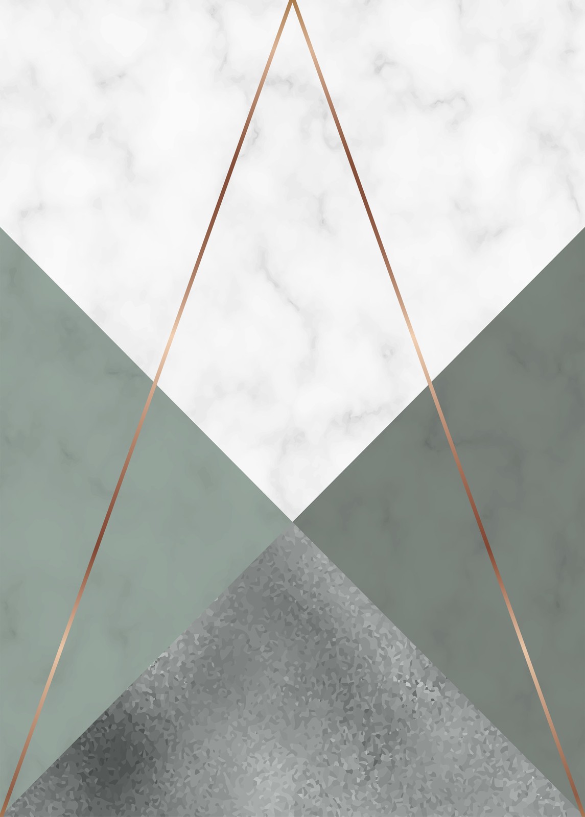 Sage Green Marble Geometric Copper Wall Art