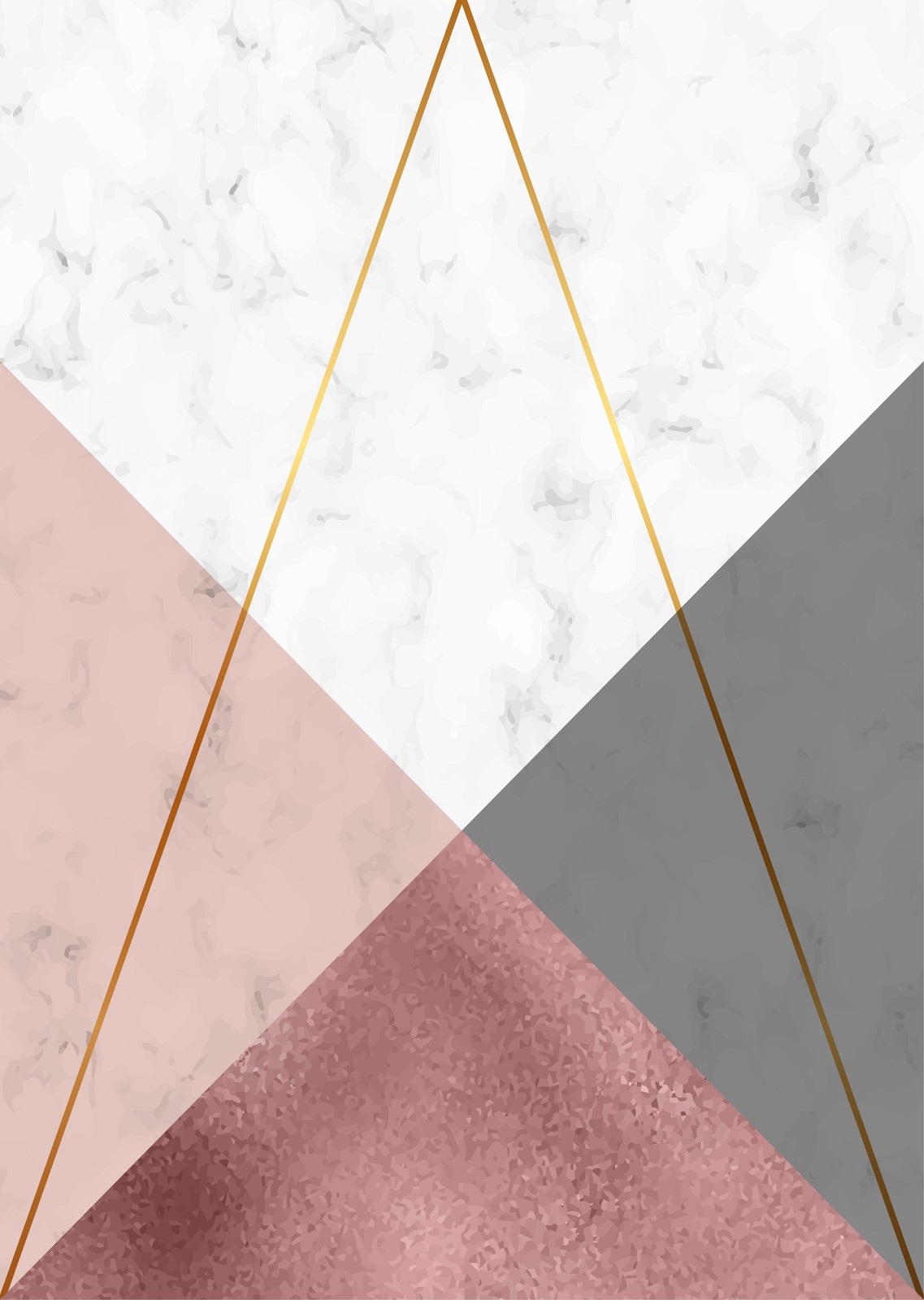 Rose Gold Geometric Marble Wall Art