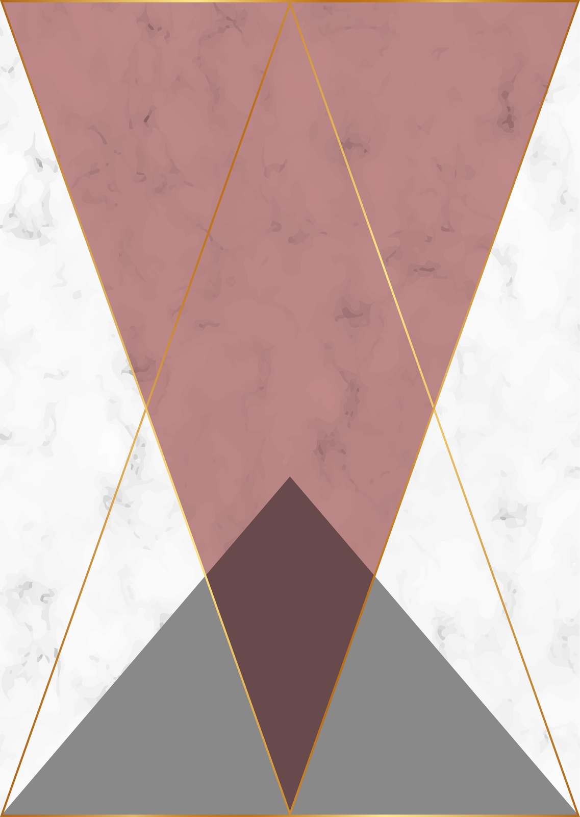 Elegant Geometric Rose Gold Marble Wall Art