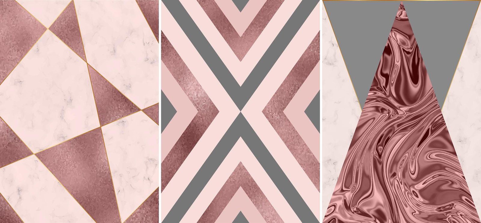 Rose Gold Geometric Marble Wall Art