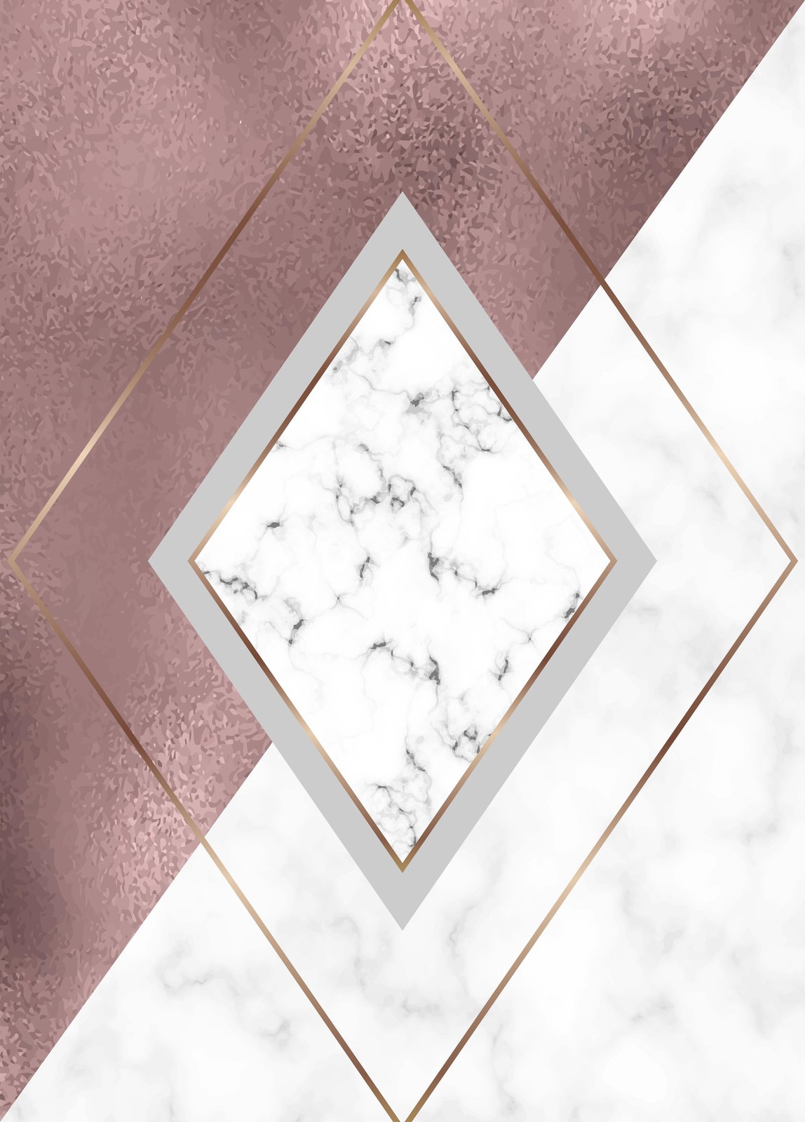 Rose Gold Marble Geometric Chic Wall Art