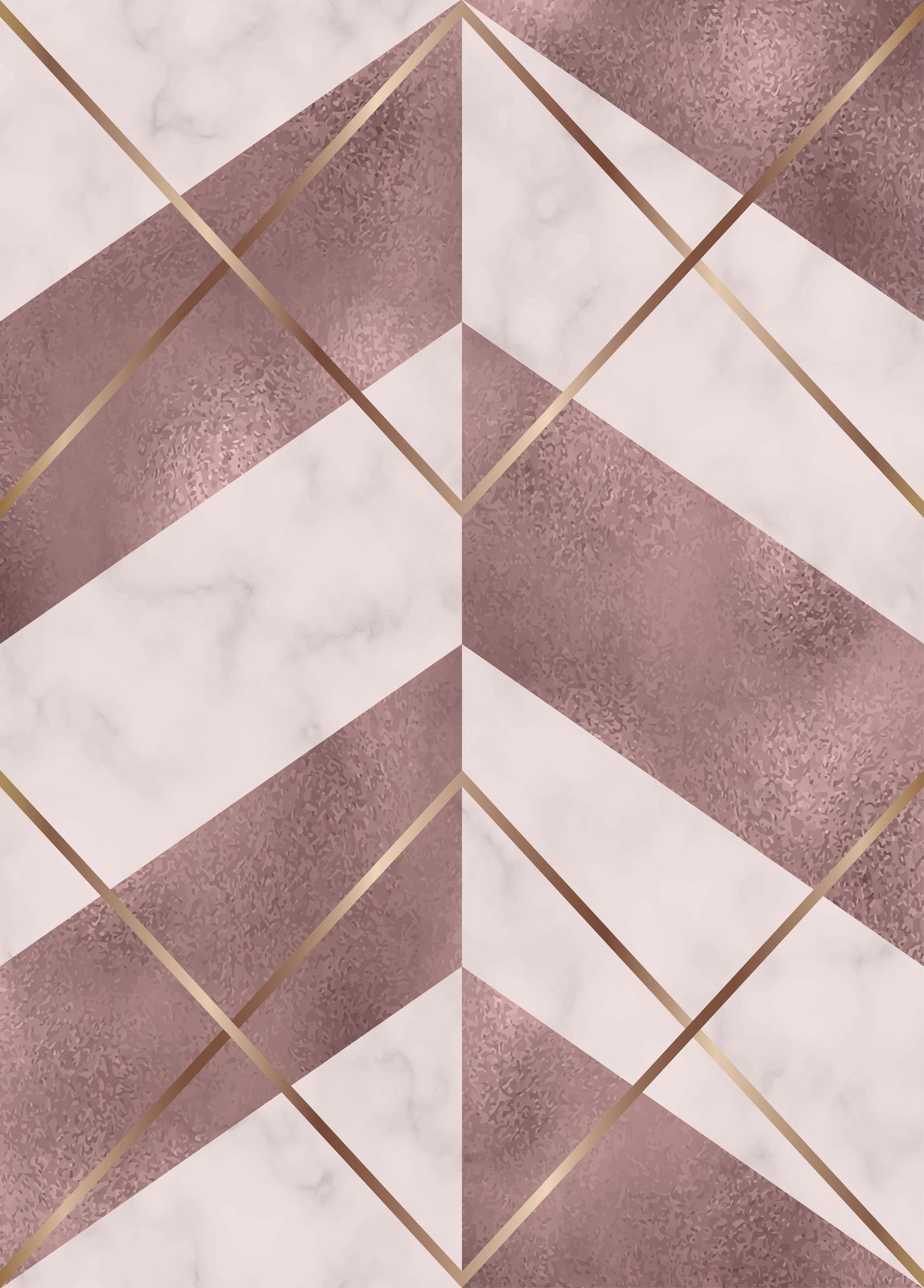 Elegant Rose Gold Geometric Marble Wall Art