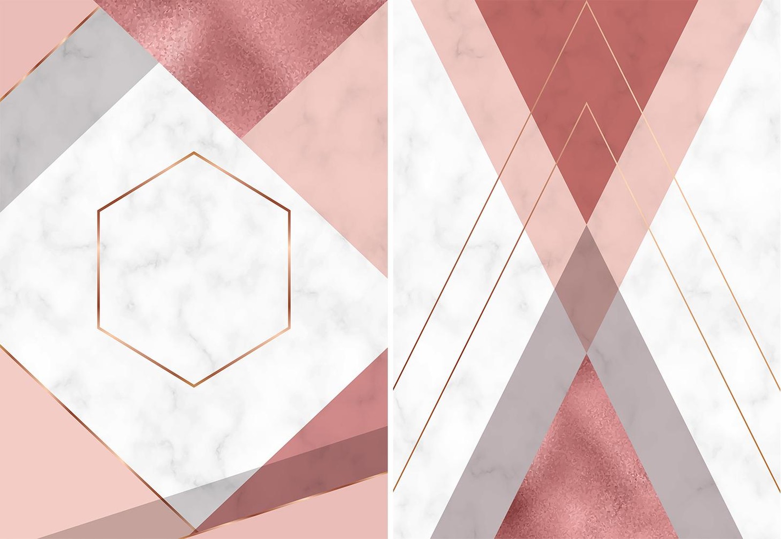 Geometric Blush & Rose Gold Wall Art