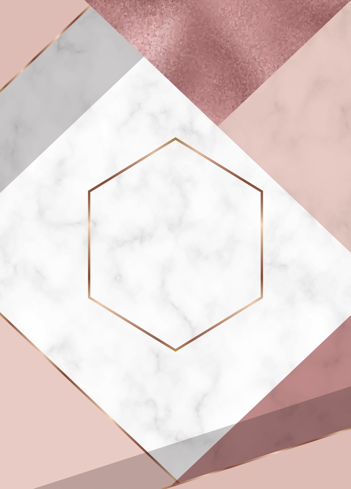 Geometric Rose Gold Marble Wall Art