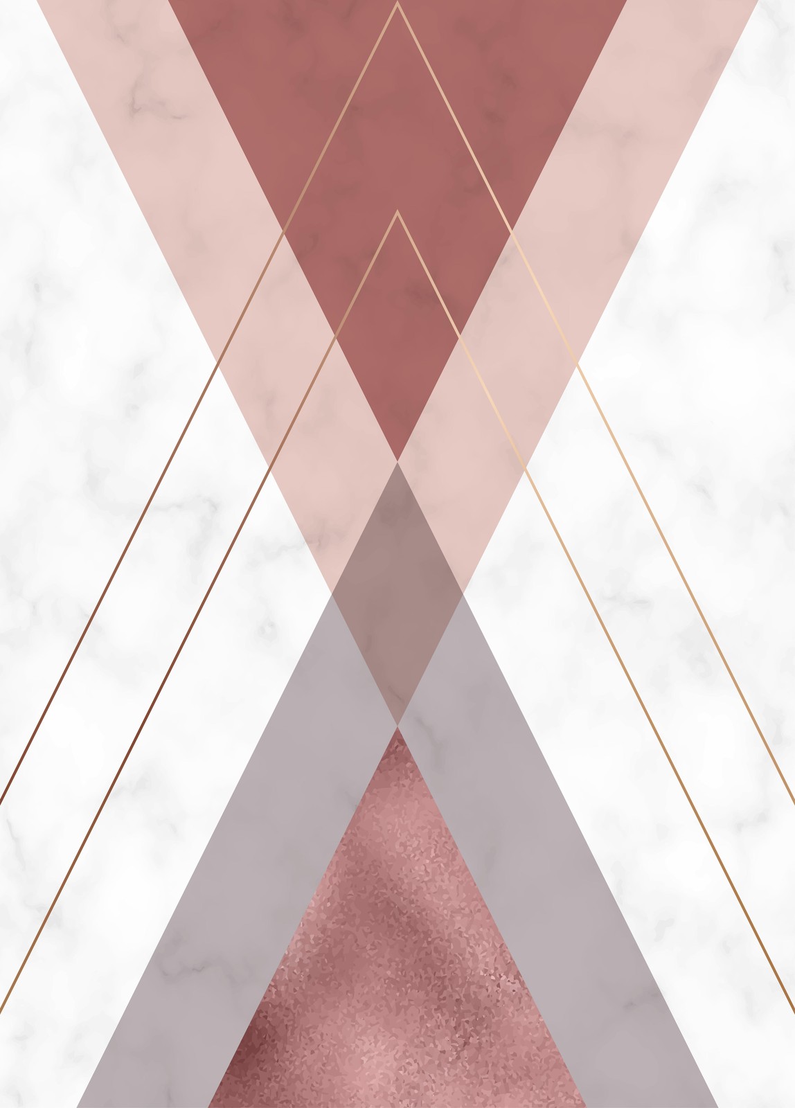 Elegant Rose Gold Geometric Marble Wall Art
