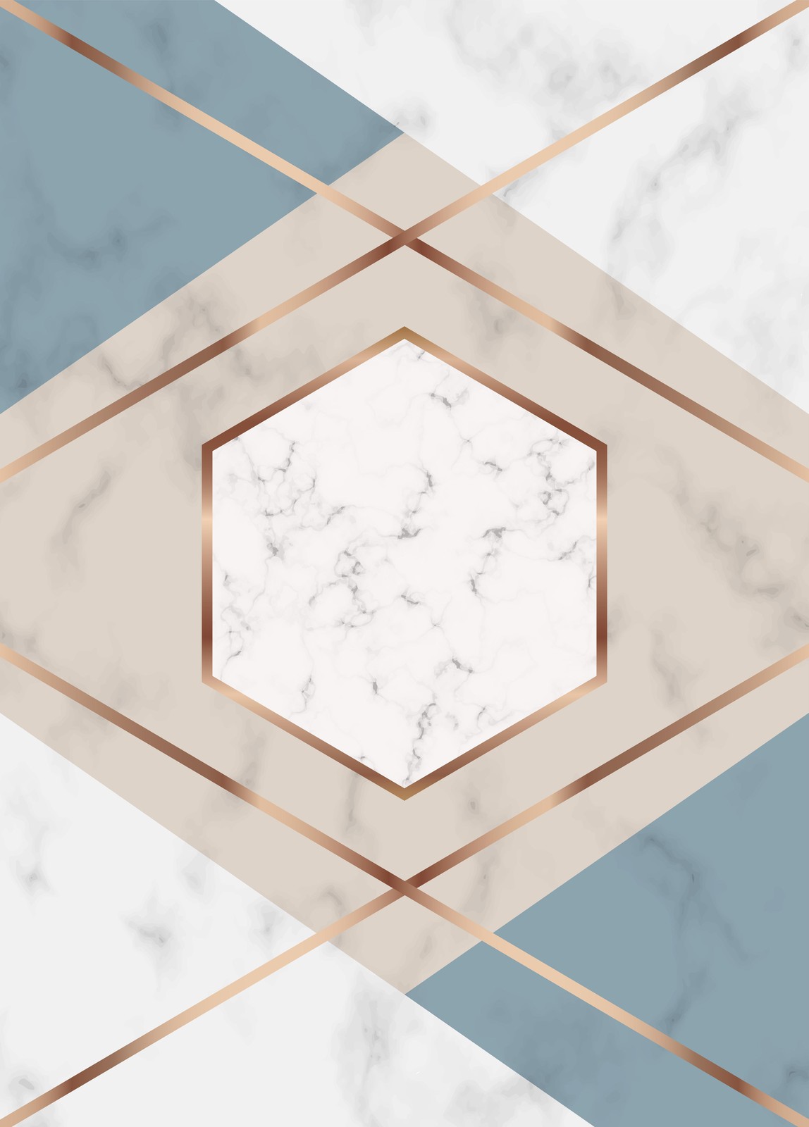 Modern Geometric Marble Rose Gold Wall Art