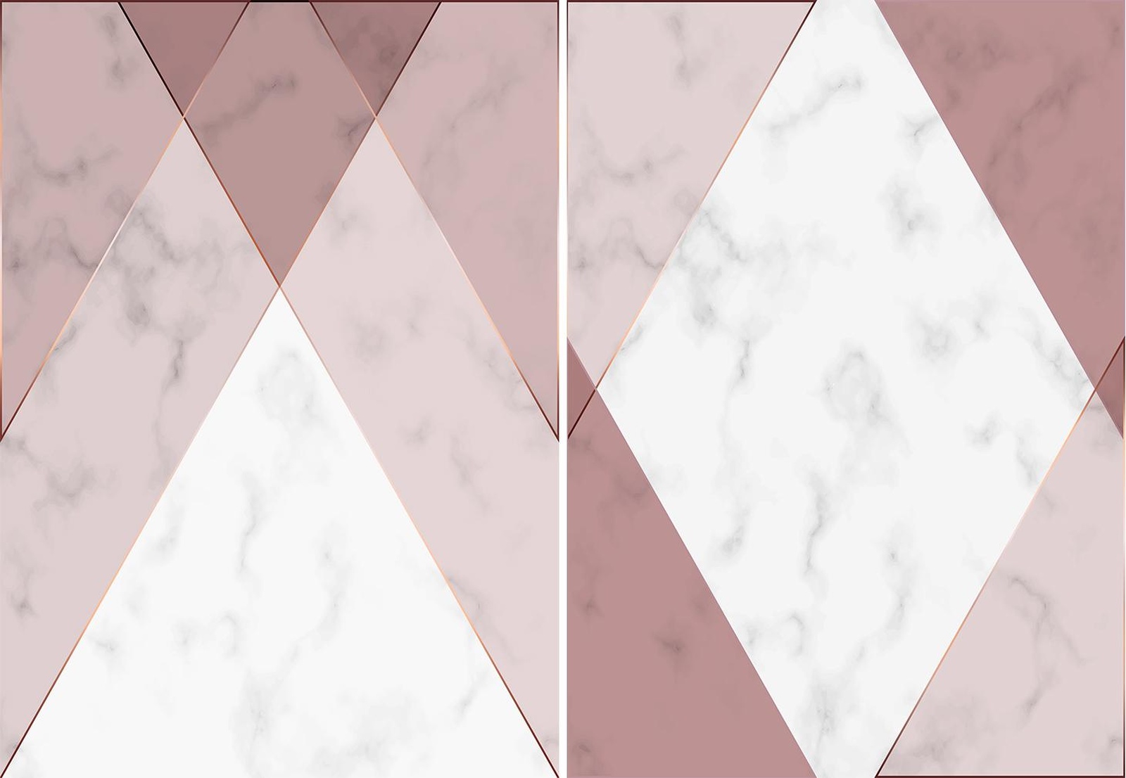 Rose Gold Geometric Marble Wall Art Set