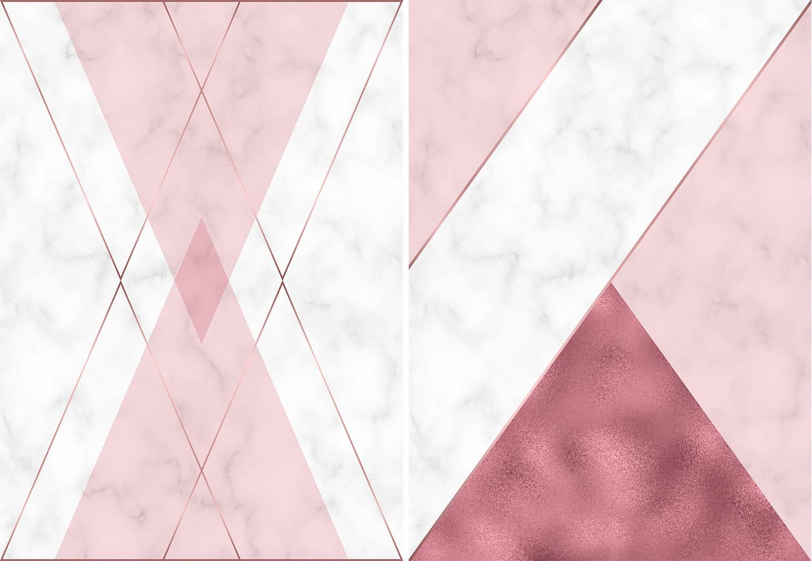 Geometric Rose Gold Marble Wall Art