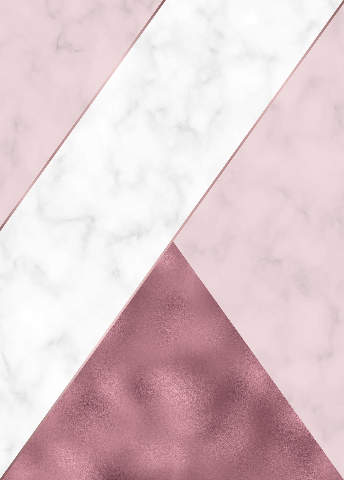 Chic Pink Marble Geometric Rose Gold Wall Art
