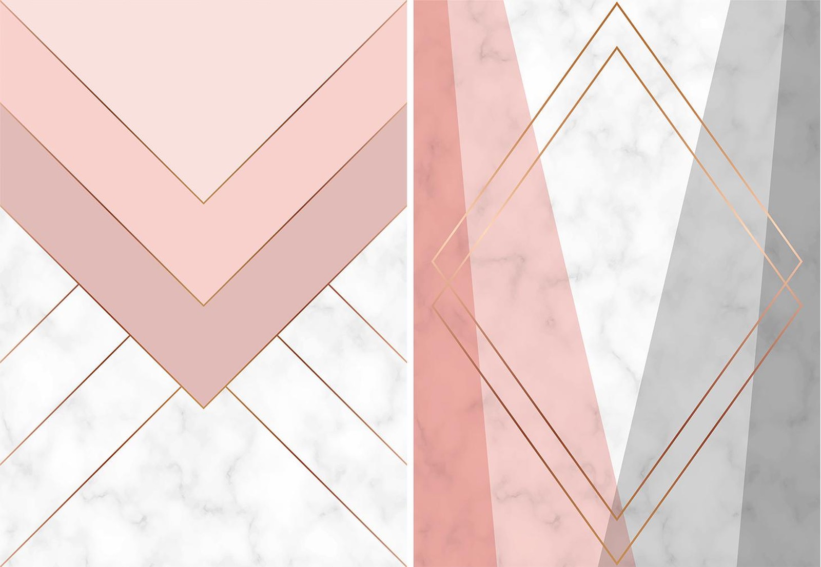 Blush Geometric Marble Rose Gold Wall Art