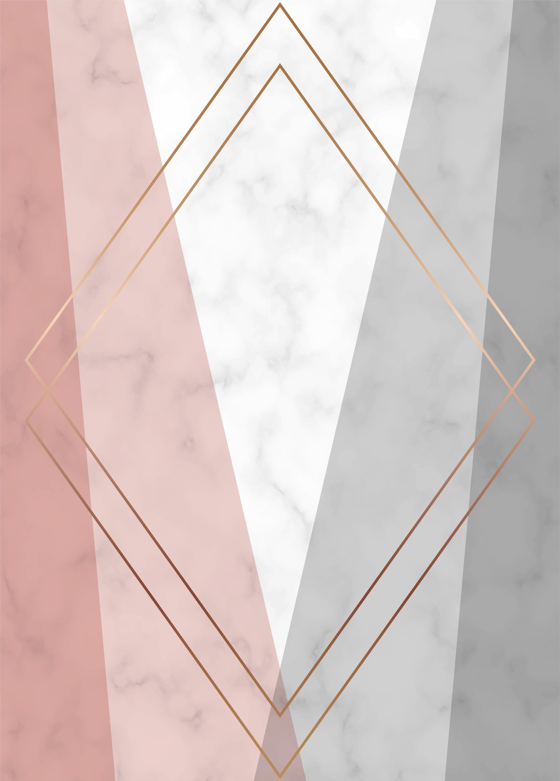 Chic Geometric Marble Rose Gold Wall Art